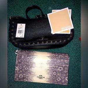 Michael Kors mini handbag & coach satchel. Paper and tags still in Michael Kors